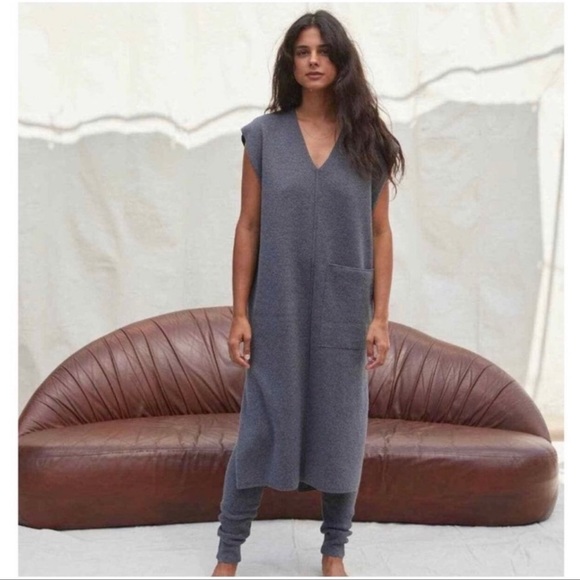lunya Dresses & Skirts - Lunya Cozy Cotton Silk Oversized Dress Sleeveless V-Neck Grey Size Medium